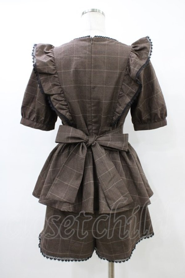 画像2: evelyn / チェックセットアップ Free ブラウン H-26-03-24-1049-LO-OP-NS-ZH (2)