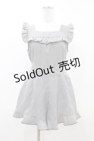 画像: evelyn / フリルコンビネゾン Free ブラックチェック H-26-03-24-1051-LO-OP-NS-ZH