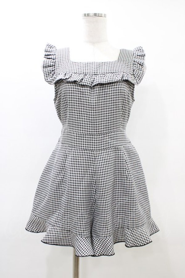 画像1: evelyn / フリルコンビネゾン Free ブラックチェック H-26-03-24-1051-LO-OP-NS-ZH (1)