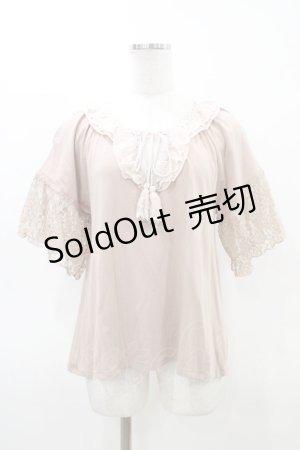 画像: axes femme / 襟レースボヘミアン風プルオーバー M ピンク H-26-03-24-1055-AX-TO-NS-ZH