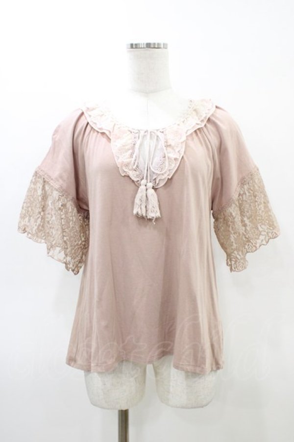 画像1: axes femme / 襟レースボヘミアン風プルオーバー M ピンク H-26-03-24-1055-AX-TO-NS-ZH (1)