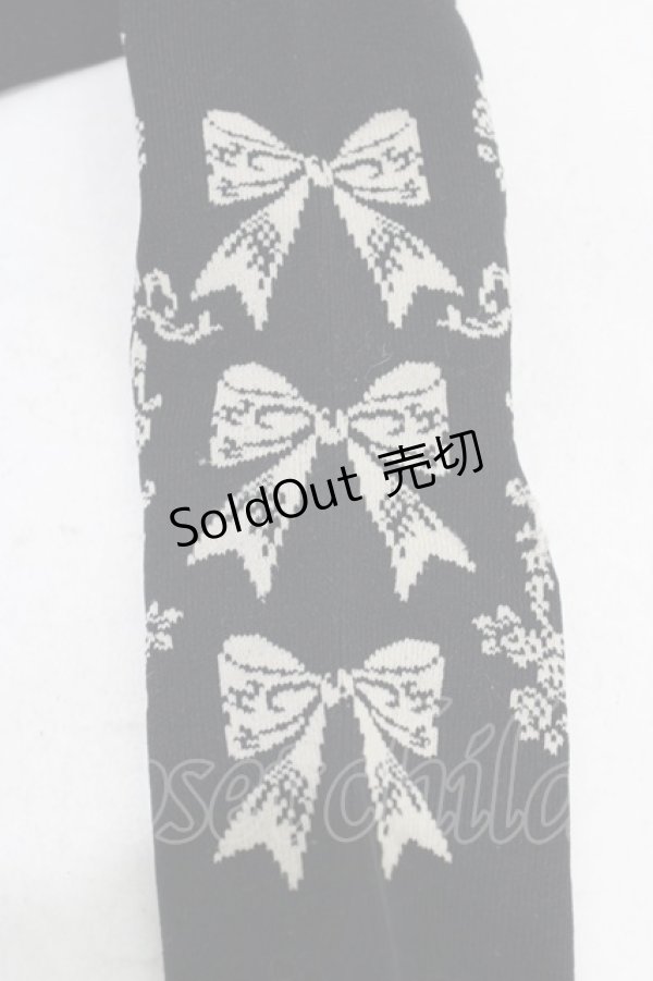 画像2: Innocent World / ローズリボンオーバーニーソックス  ブラック H-26-03-24-1001-IW-ZA-NS-ZH (2)