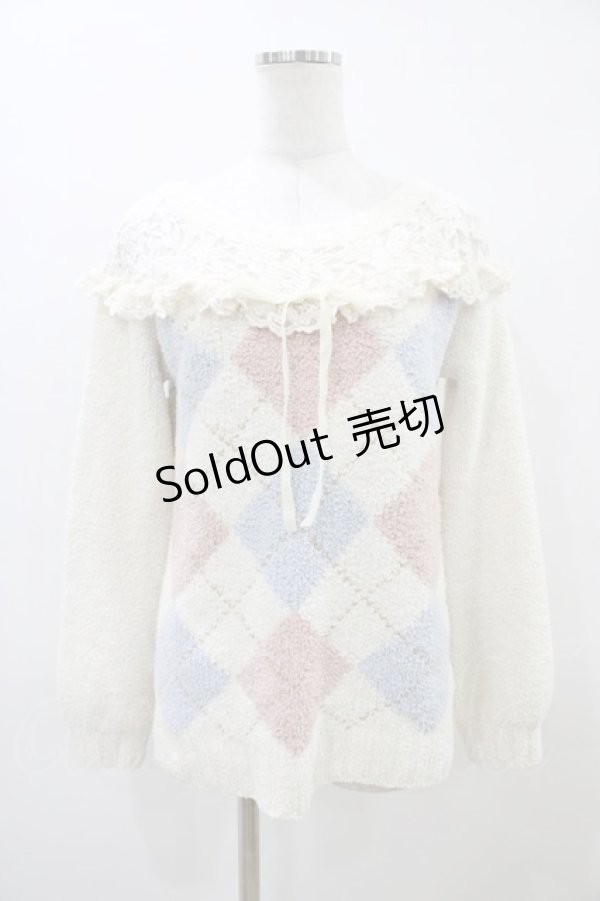 画像1: LIZ LISA / レース&アーガイルボアトップス Free オフ H-26-03-24-1056-LO-TO-NS-ZH (1)