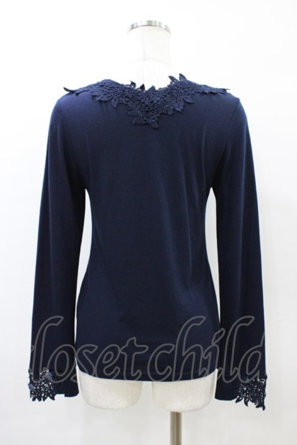 画像2: axes femme / 花レースVネックインナー M ネイビー H-26-03-24-1062-AX-TO-NS-ZH (2)