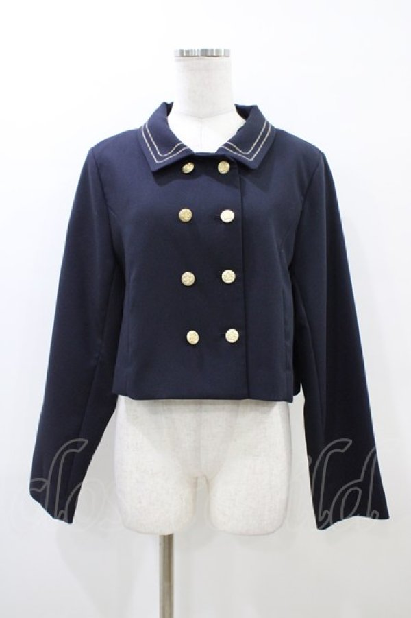 画像1: Fi.n.t / チェーンステッチ使いダブル釦ショートジャケット Free NAVY H-26-03-24-1064-CA-JA-NS-ZH (1)