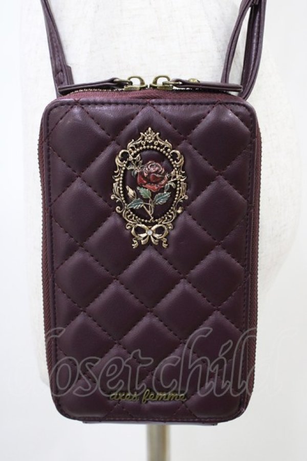 画像3: axes femme / ローズモチーフポシェット  ワイン H-26-03-24-1012-AX-BG-NS-ZH (3)