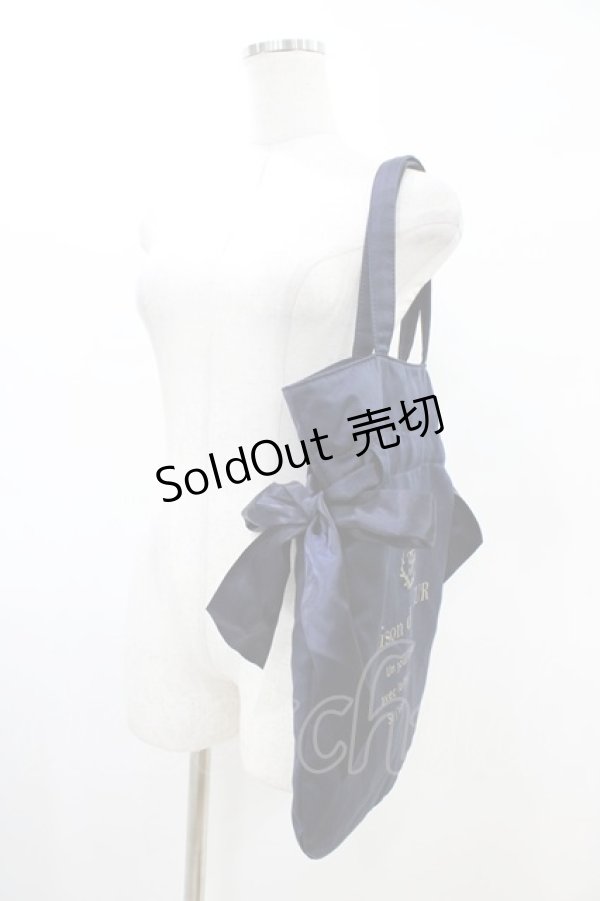 画像2: Maison de FLEUR / ダブルリボンギャザートートバッグ  ネイビー H-26-03-24-1016-LO-BG-NS-ZH (2)