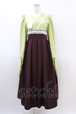 画像: marcHenTica / 袴風ワンピースセット P グリーン/ワイン H-26-03-24-1019-LO-OP-NS-ZH