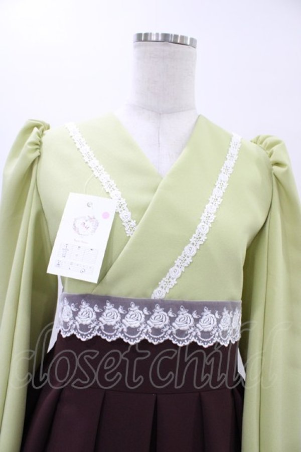 画像4: marcHenTica / 袴風ワンピースセット P グリーン/ワイン H-26-03-24-1019-LO-OP-NS-ZH (4)