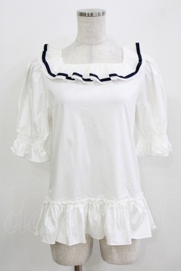 画像1: Leur Getter / グログランラインフリルカットソー  白 H-26-03-24-048-LU-TO-KB-ZH (1)