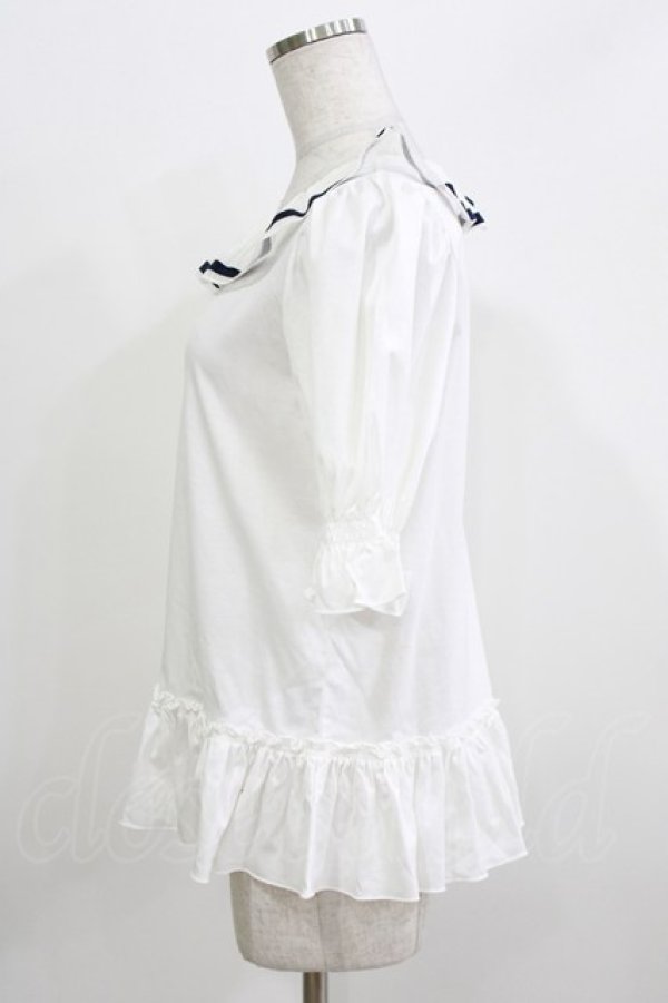 画像2: Leur Getter / グログランラインフリルカットソー  白 H-26-03-24-048-LU-TO-KB-ZH (2)