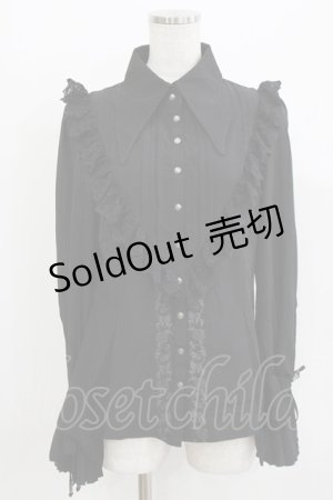 画像: Ozz oneste / 薔薇刺繍ストライプスリーブブラウス  ブラック H-26-03-24-049-OO-BL-KB-ZH