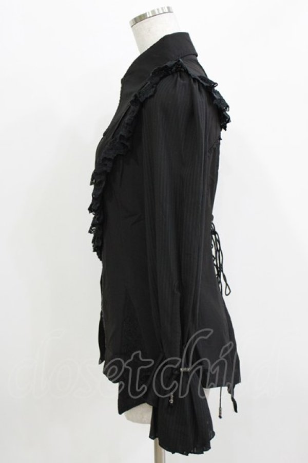 画像2: Ozz oneste / 薔薇刺繍ストライプスリーブブラウス  ブラック H-26-03-24-049-OO-BL-KB-ZH (2)