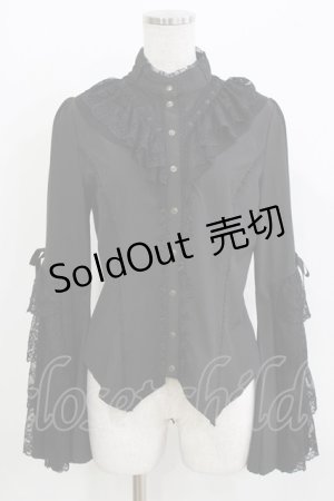 画像: Ozz oneste / レースフリル姫袖ブラウス  ブラック H-26-03-24-050-OO-BL-KB-ZH