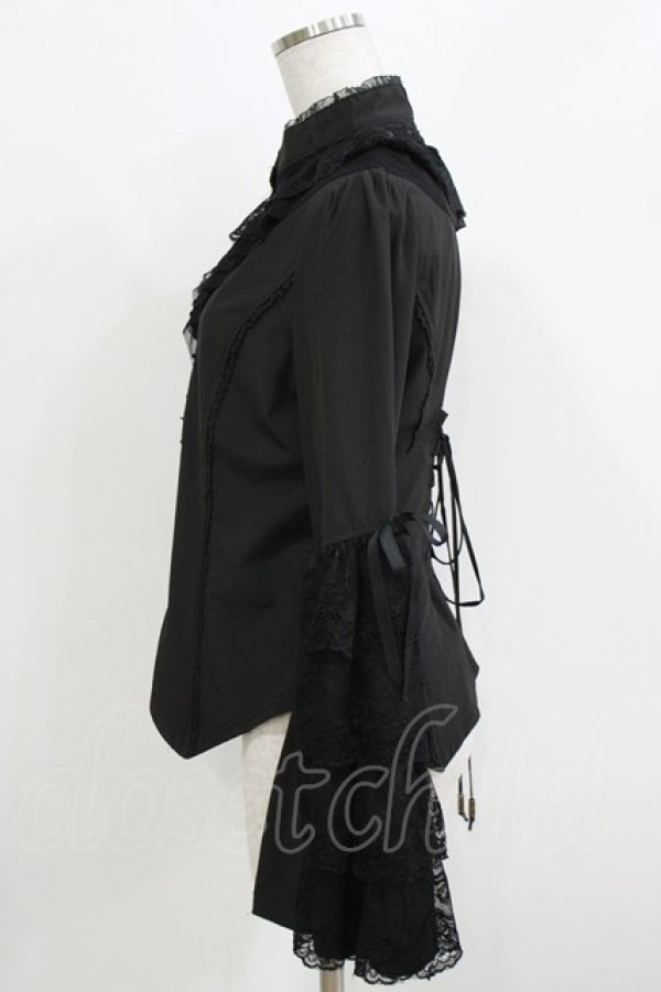 画像2: Ozz oneste / レースフリル姫袖ブラウス  ブラック H-26-03-24-050-OO-BL-KB-ZH (2)