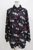 画像1: NieR Clothing / 総柄長袖シャツ  黒×紫 H-26-03-24-052-PU-BL-KB-ZH (1)