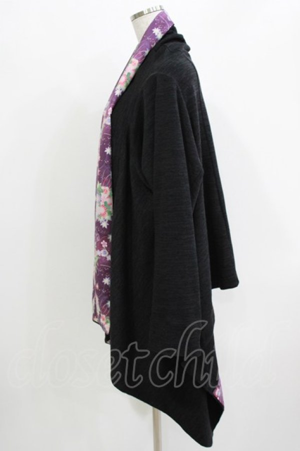 画像2: gouk / 和柄切替カーディガン  ブラック H-26-03-24-054-GO-TO-KB-ZH (2)