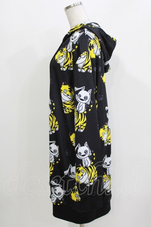 画像2: NieR Clothing / 総柄ZIPパーカー  黒 H-26-03-24-059-PU-TO-KB-ZH (2)