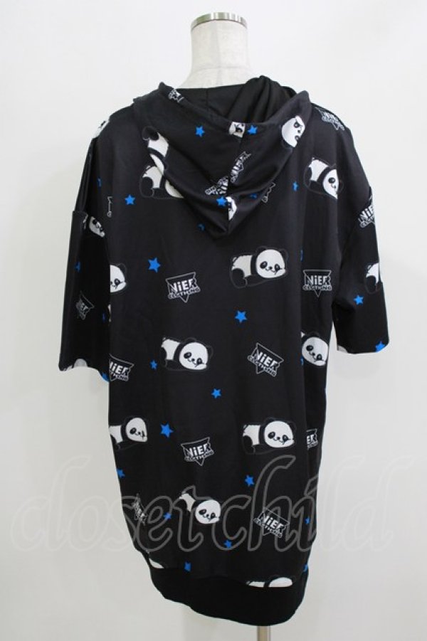 画像3: NieR Clothing / 総柄ZIP半袖パーカー F 黒 H-26-03-24-060-PU-TO-KB-ZH (3)