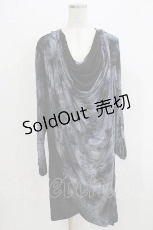 画像: BERNINGS-SHO / フェイクレイヤードドレープカットソー XL グレー×ブラック H-26-03-24-067-PU-TO-KB-ZH