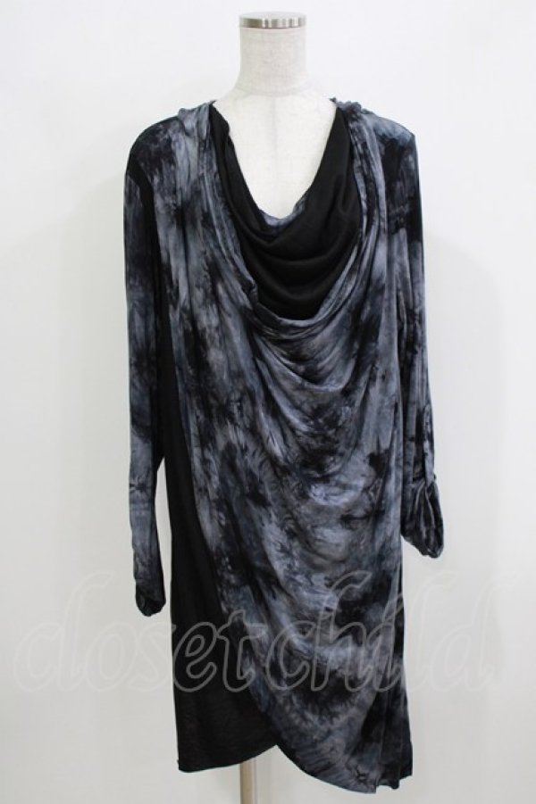 画像1: BERNINGS-SHO / フェイクレイヤードドレープカットソー XL グレー×ブラック H-26-03-24-067-PU-TO-KB-ZH (1)