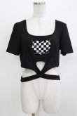 画像1: DARK IN LOVE / Punk locomotive check heart crop top XL ブラック H-26-03-24-073-PU-TO-KB-ZH (1)