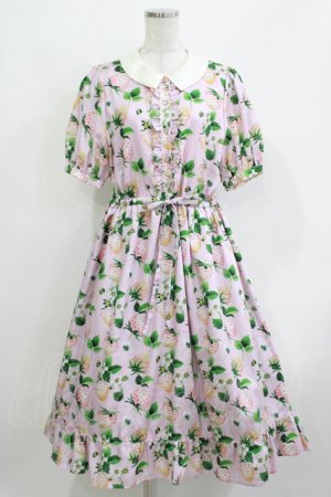 画像: Perla nell' ostrica / いちごプリントキャンディボタンワンピース  ピンク H-26-03-24-015-EL-OP-KB-ZH