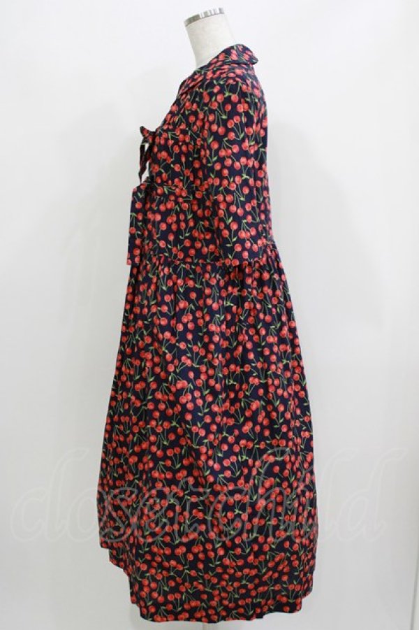 画像2: Jane Marple Dans Le Salon / Falling cherriesダブルリボンドレス  ネイビー H-26-03-24-018-JM-OP-KB-ZH (2)