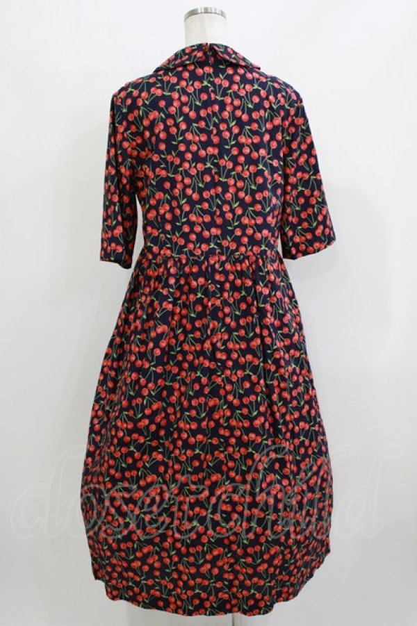 画像3: Jane Marple Dans Le Salon / Falling cherriesダブルリボンドレス  ネイビー H-26-03-24-018-JM-OP-KB-ZH (3)