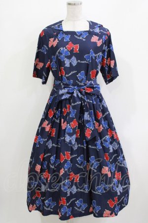 画像: Jane Marple / Anniversary ribbonsマリンカラードレス  ネイビー H-26-03-24-019-JM-OP-KB-ZH