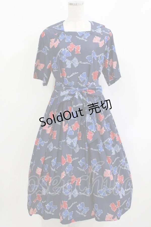 画像1: Jane Marple / Anniversary ribbonsマリンカラードレス  ネイビー H-26-03-24-019-JM-OP-KB-ZH (1)