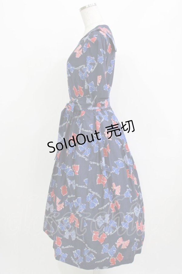 画像2: Jane Marple / Anniversary ribbonsマリンカラードレス  ネイビー H-26-03-24-019-JM-OP-KB-ZH (2)