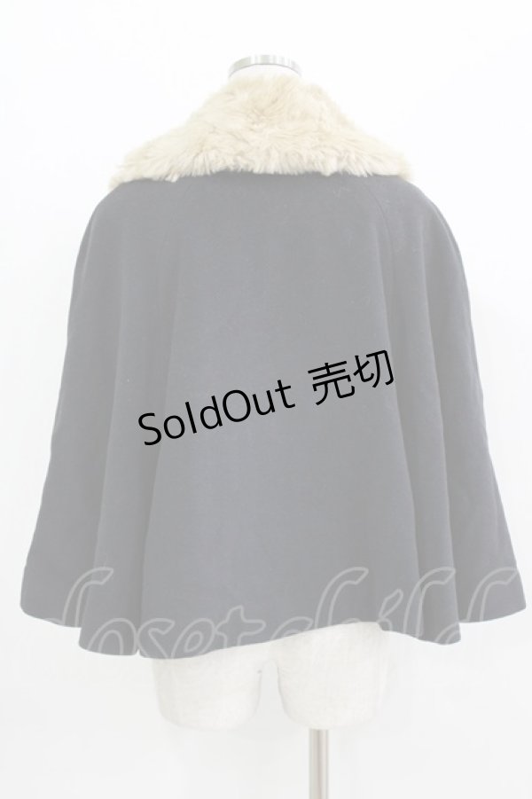 画像3: Jane Marple / ファーカラーのケープコート  ネイビー H-26-03-25-026-JM-CO-KB-ZH (3)