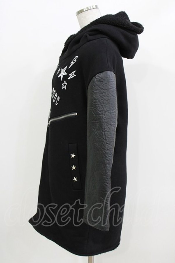 画像2: HELL CAT PUNKS / ボアフードライダースコート  ブラック H-26-03-25-030-PU-CO-KB-ZH (2)