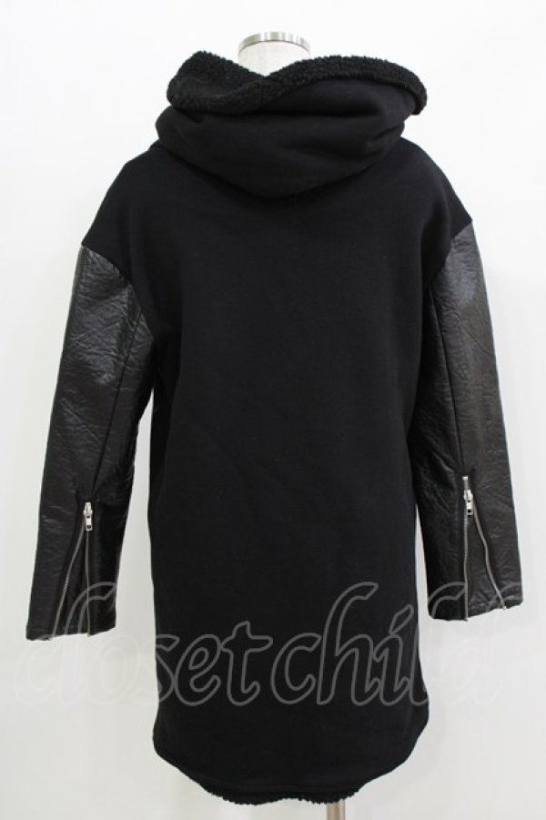 画像3: HELL CAT PUNKS / ボアフードライダースコート  ブラック H-26-03-25-030-PU-CO-KB-ZH (3)