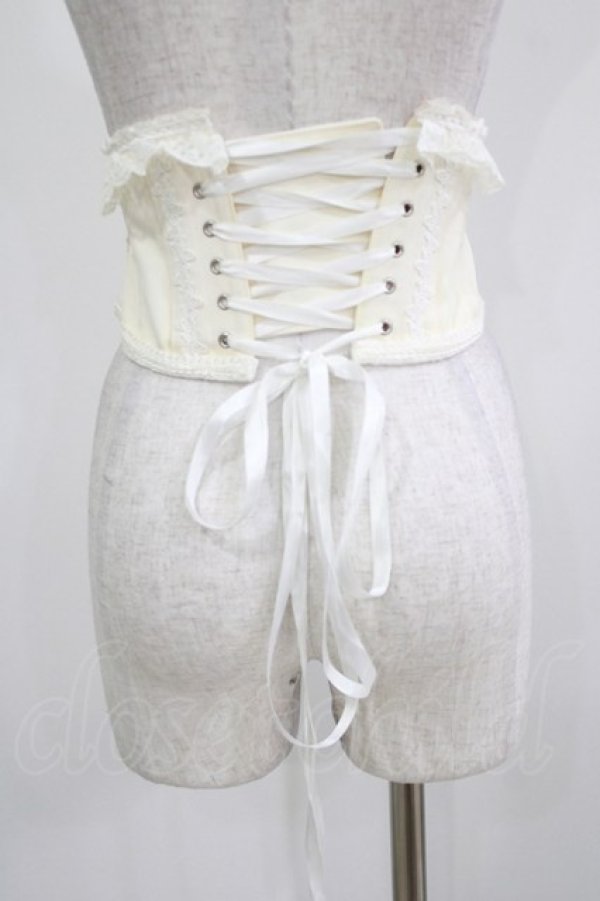 画像2: MR corset / レース切替ショートコルセット  オフ×ピンク H-26-03-25-033-PU-ZA-KB-ZH (2)