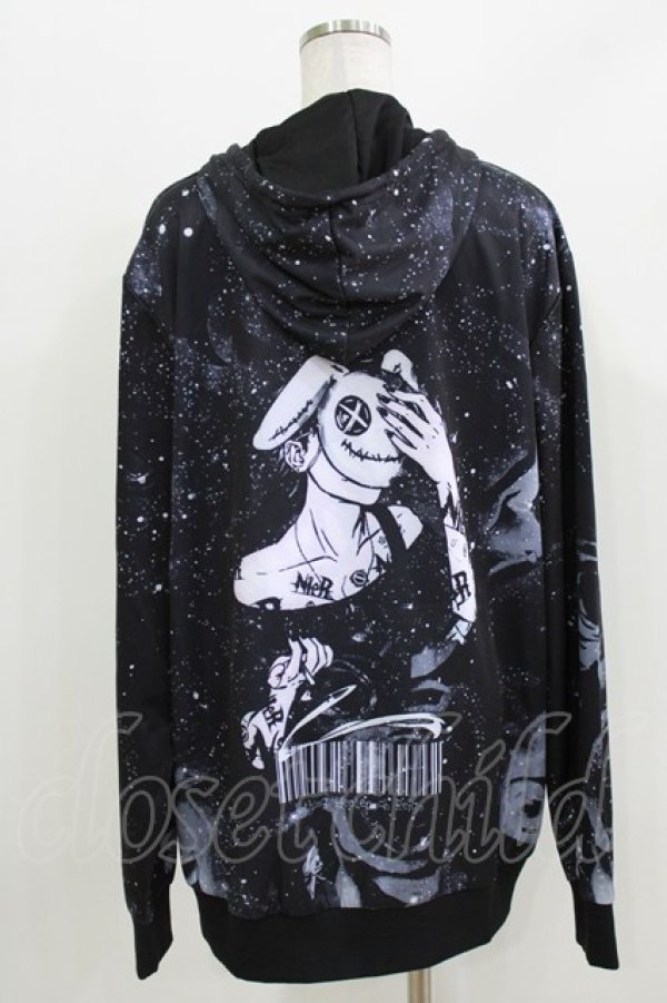 画像3: NieR Clothing / 総柄ZIPパーカー F 黒 H-26-03-25-034-PU-TO-KB-ZH (3)