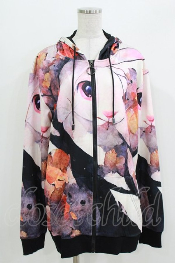 画像1: NieR Clothing / 総柄ZIPパーカー   H-26-03-25-035-PU-TO-KB-ZH (1)