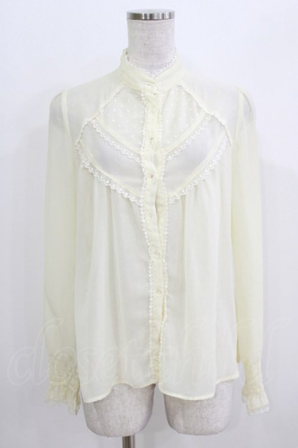 画像1: Emily Temple cute / スタンドカラージョーゼットブラウス  アイボリー H-26-03-25-042-ET-BL-KB-ZH (1)