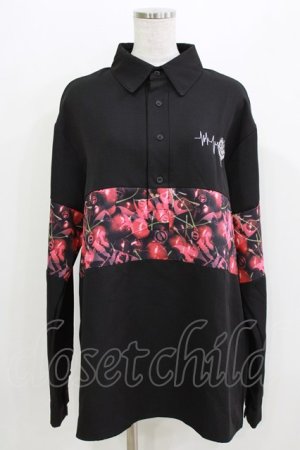 画像: NieR Clothing / プリント切替ブラウス  黒×チェリープリント H-26-03-25-043-PU-BL-KB-ZH