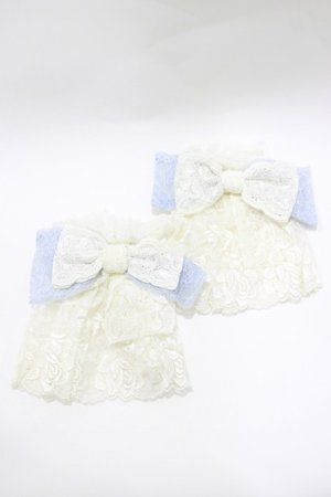 画像: MR corset / レースリボンカフス  オフ×サックス H-26-03-25-065-PU-ZA-KB-ZH