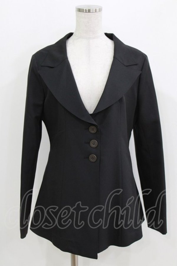 画像1: carina e Arle quin / 後ろ編み上げプリーツジャケット  ブラック H-26-03-25-013-LO-JA-KB-ZH (1)
