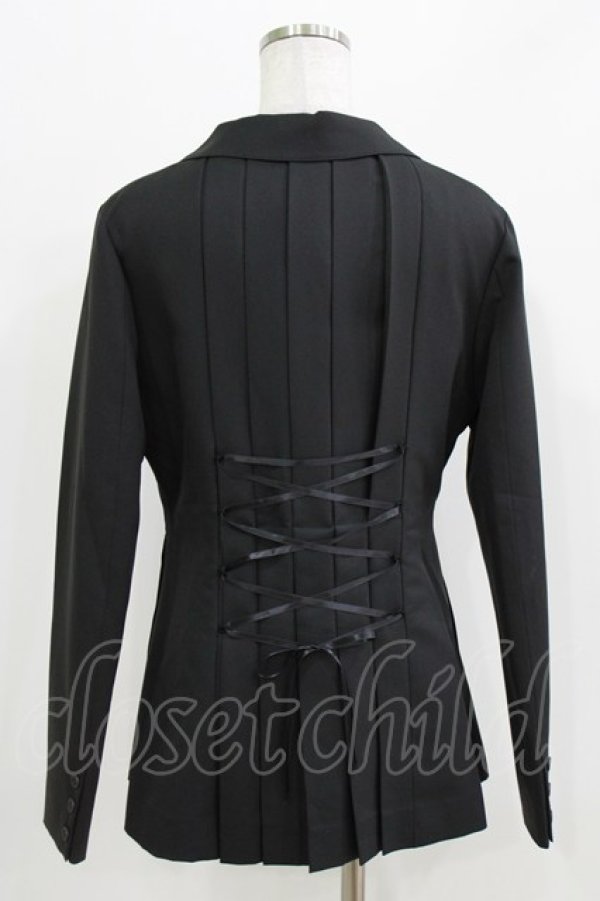 画像3: carina e Arle quin / 後ろ編み上げプリーツジャケット  ブラック H-26-03-25-013-LO-JA-KB-ZH (3)