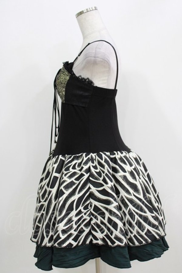 画像2: Qutie Frash / キャミワンピース  黒×緑 H-26-03-25-003-QU-OP-KB-ZH (2)