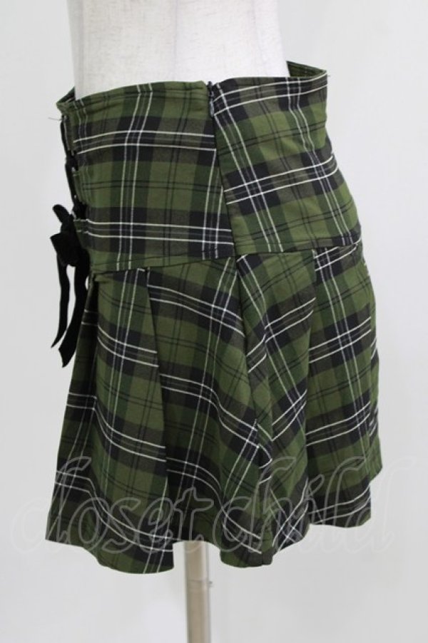 画像2: KILL STAR / Dark Canopy Pleated Skirt S グリーン H-26-03-25-025-SL-SK-KB-ZH (2)