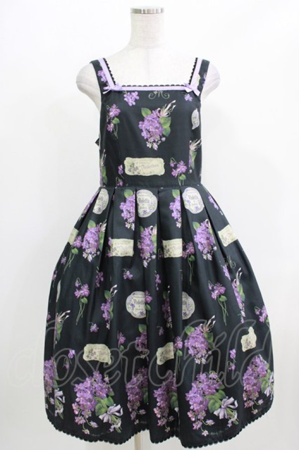 画像1: Melody BasKet / 菫の花束ジャンパースカート M ブラック H-26-03-27-001-LO-OP-KB-ZH (1)