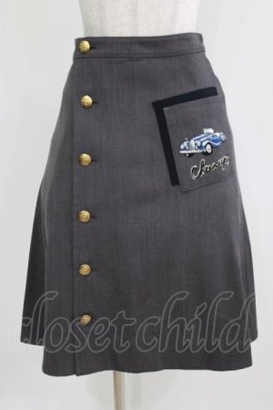 画像: Jane Marple Dans Le Salon / The good oldのCar EMBポケットスカート  ミックスグレイ×ネイビー H-26-03-27-024-JM-SK-KB-ZH