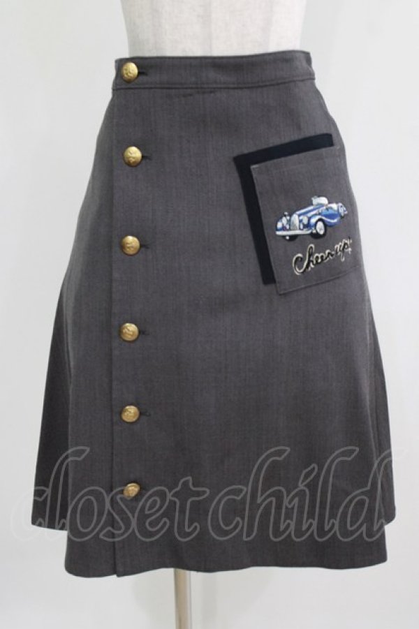 画像1: Jane Marple Dans Le Salon / The good oldのCar EMBポケットスカート  ミックスグレイ×ネイビー H-26-03-27-024-JM-SK-KB-ZH (1)