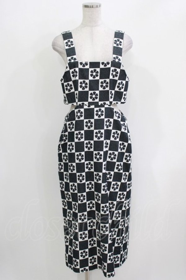 画像1: Candy Stripper / FLOWER CHECKEDワンピース  ブラック H-26-03-27-027-PU-OP-KB-ZH (1)