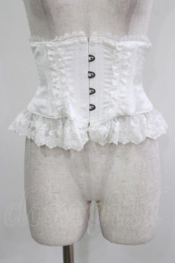 画像1: ATELIER PIERROT / フリルレースショートコルセット 1 ホワイト H-26-03-27-030-EL-ZA-KB-ZH (1)